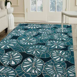 MRIC Green & White Floral Hand-Tufted Rectangular Woollen Carpet-image-6