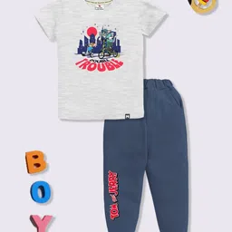 YK X Minute Mirth Boys Tom & Jerry Printed Pure Cotton T-shirt With Joggers-picture-3