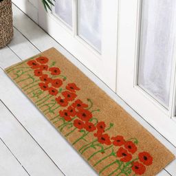 HOKIPO Brown & Orange Floral Printed Rectangular Coconut Coir Anti-Skid Doormat-42