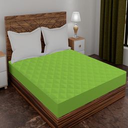 AVI Unisex Lime Green Queen Size Polycotton Waterproof Mattress Protector-image-98