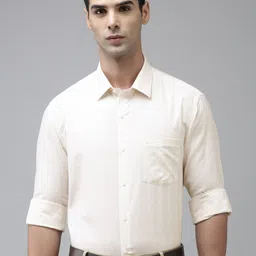 Arrow Manhattan Slim Fit Self-Design Checked Pure Cotton Formal Shirt-image-79
