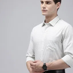 Arrow Manhattan Slim Fit Micro Checks Opaque Pure Cotton Formal Shirt-picture-30