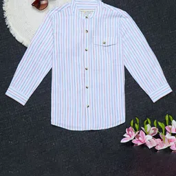 The Lion and The Fish Boys Comfort Bengal Stripes Opaque Striped Casual Shirt-image-41