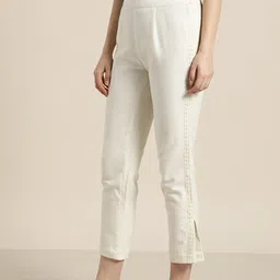 Jaipur Kurti Women Off-White Easy Wash Cropped Trousers-image-69