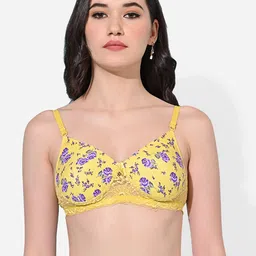 FIMS Yellow & Purple Floral Dry Fit Lightly Padded Bra MTR_Printed_Pad_Bra_Yellow_B-picture-30