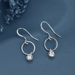 DressBerry Rhodium-Plated 925 Sterling Silver CZ Circular Drop Earrings-picture-39