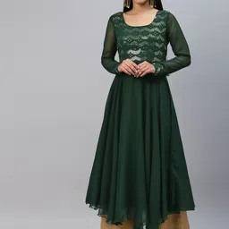 Poshak Hub Women Yoke Design Georgette Anarkali Kurta-picture-30