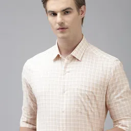 Arrow Men Pure Cotton Manhattan Slim Fit Checked Formal Shirt-image-50