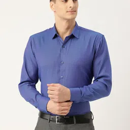 SOJANYA Men Blue Classic Regular Fit Self Design Formal Shirt-image-40