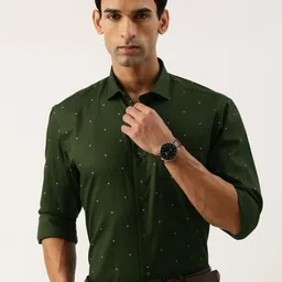 Peter England Men Slim Fit Opaque Printed Cotton Formal Shirt-image-40