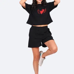 Mad Over Print Heart Wings Printed T-Shirt with Shorts Co-ords-picture-13
