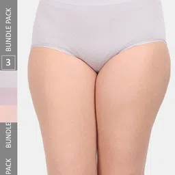 Amour Secret Women Pack Of 3 Anti-Microbial Seamless Hipster Briefs P1965_Gry_Muv_Pch-image-85