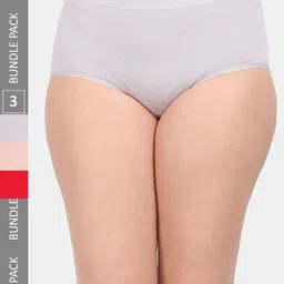 Amour Secret Women Pack Of 3 Anti-Microbial Seamless Hipster Briefs P1965_Gry_Pch_Red-image-84