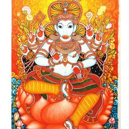 Exotic India Varaha Avatar of Vishnu Seated on Lotus Wall Art-image-44