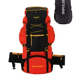 Impulse Orange & Black Colourblocked Banyan 75 Litres Waterproof Rucksack-25