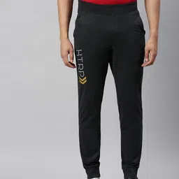 Huetrap Men Charcoal Grey Solid Straight-Fit Joggers Sustainable with Printed Detail-picture-11
