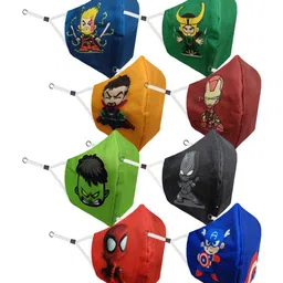 PRIVIU Kids Pack Of 8 Printed Pure Cotton 4-Ply Reusable Care Plus FFP2 Outdoor Protective Face Masks-10