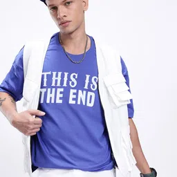 Kook N Keech Typography Printed Drop-Shoulder Sleeves Pure Cotton Oversized T-shirt-image-89