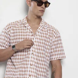 The Indian Garage Co Self-Design Geometric Drop-Shoulder Sleeves Relaxed Fit Casual Shirt-picture-11