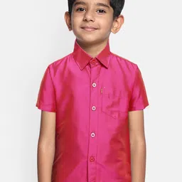 THANGAMAGAN Boys Pink Original Regular Fit Solid Casual Shirt-11