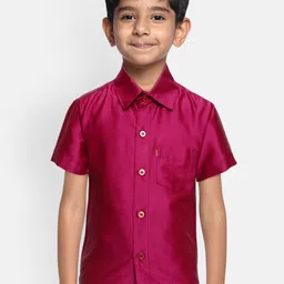 THANGAMAGAN Boys Pink Original Regular Fit Solid Casual Shirt-10