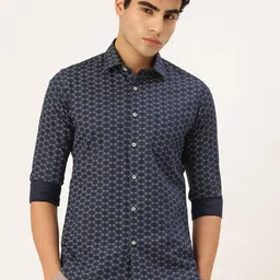 Integriti Pure Cotton Slim Fit Geometric Printed Casual Shirt-image-65