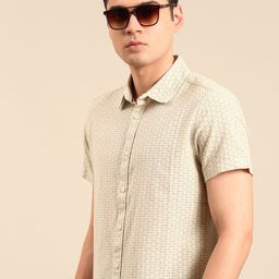 Being Human Cotton Linen Slim Fit Opaque Printed Casual Shirt-image-10