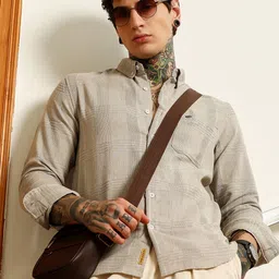Campus Sutra Comfort Textured Button-Down Collar Casual Shirt-image-44