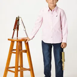 Nautica Boys Premium Spread Collar Curved Cotton Casual Shirt-picture-10
