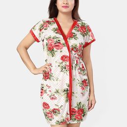 Be You Women Floral Printed Satin Robe & Lingerie Set Nightdress-picture-22