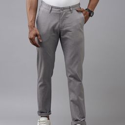 Van Heusen Sport Men Grey & Black Printed Tapered Fit Trousers-image-92