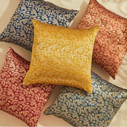 Home Centre Corsica Black & Red 5 Pieces Floral Printed Square Cushion Covers-40