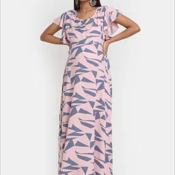 Mylo Geometric Maternity A-Line Dress with Zipper-46
