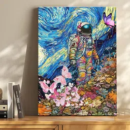 Art Street Blue & Pink Canvas Space Astronaut Graffiti Butterfly Wall Art-image-8