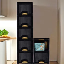 Aura Black 7 Pieces Folding Cabinet Storage Multi-Utility Organisers-picture-7