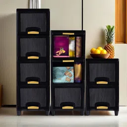 Aura Black 9 Pieces Folding Cabinet Storage Multi-Utility Organisers-picture-8