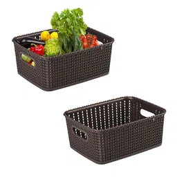 Kuber Industries Brown 2 Pieces Self Design Multi-Utility Organisers-49