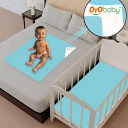 OyO Baby Sea Blue Waterproof Baby Dry Sheet Polycotton Mattress Protector-16