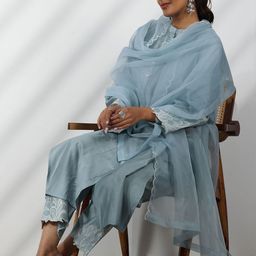 Libas Women Floral Embroidered Panelled Beads and Stones Kurta Set-picture-15