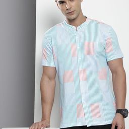 The Indian Garage Co Band Collar Striped Casual Shirt-image-41