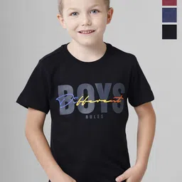 BAESD Boys Multicoloured Typography 5 Printed Pockets T-shirt-32