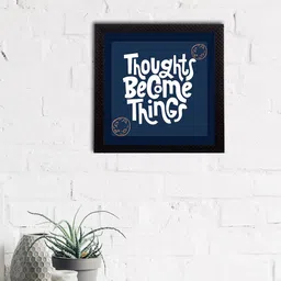 eCraftIndia Blue & White Motivational Quote Satin Matt Textured UV Art Painting-image-67