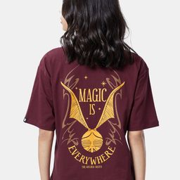 The Souled Store Women's Beautiful Burgundy Harry Potter Oversized T-Shirt-image-6
