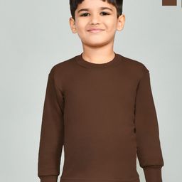 Lux Cottswool Boys Pack of 2 Brown Solid Knitted Cotton Thermal Tops-25