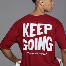 HRX by Hrithik Roshan Men Printed Oversized Drop-Shoulder Sleeves Pure Cotton T-shirt-image-32