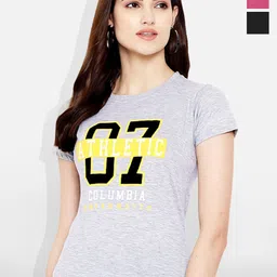 Fabflee Women Multicoloured 3 Printed V-Neck Applique T-shirt-image-67
