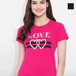 Fabflee Women Multicoloured 3 Printed V-Neck Applique T-shirt-image-21
