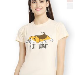 Fabflee Women Multicoloured 3 Printed V-Neck Applique T-shirt-picture-1