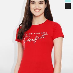 Fabflee Women Multicoloured 3 Printed V-Neck Applique T-shirt-image-91