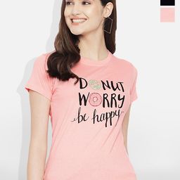 Fabflee Women Multicoloured 4 Printed V-Neck Applique T-shirt-image-93